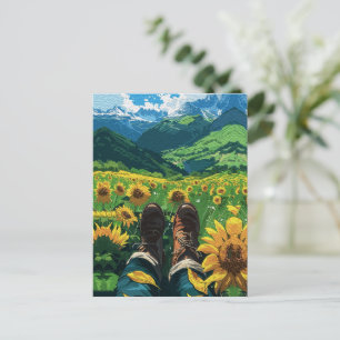 Entspannen im Sonnenblumenparadies Postkarte