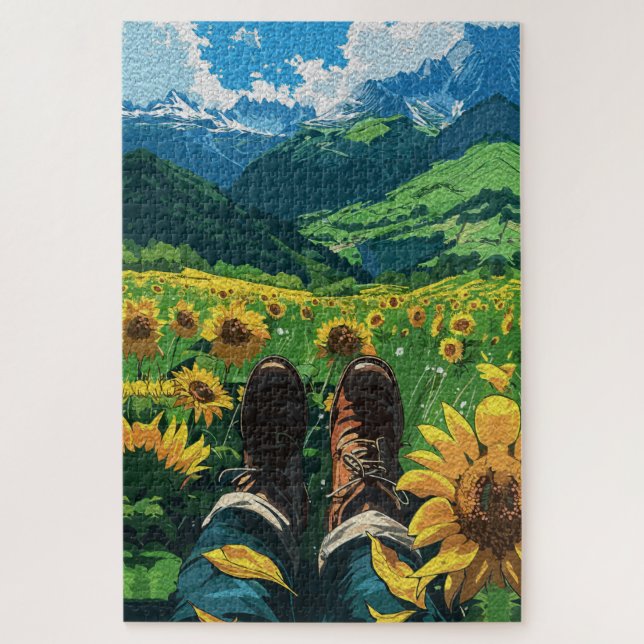 Entspannen im Sonnenblumenparadies Puzzle (Vertikal)