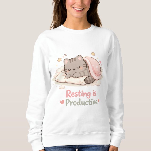 Entspannen ist produktiv Süße Kätzchen Katze Hygge Sweatshirt (Vorderseite)