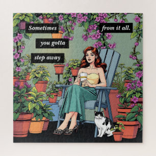 Entspannen Sie bei Kaffee, Katzen und Pflanze Puzzle