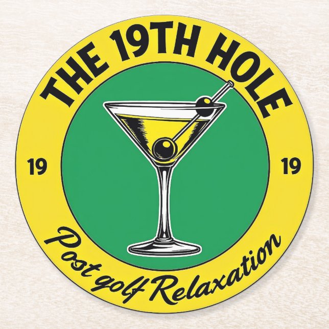 Entspannen Sie im 19. Loch After Golf Runder Pappuntersetzer (Vorderseite)
