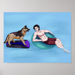 Entspannen Sie im Pool Poster