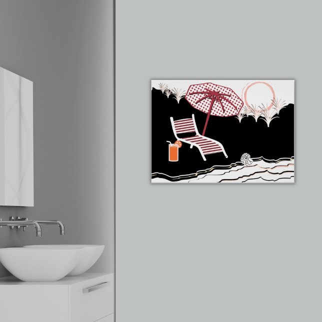 Entspannen Sie in einem der Liegestühle und Cockta Poster (Relax In A Beach Chair & Cocktail At Sunset Poster, Bathroom)