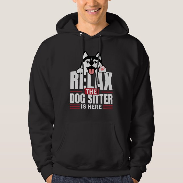 Entspannen Sie sich die Hundesitzt hier sitzt Hoodie (Vorderseite)