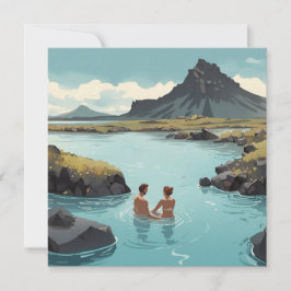 Entspannen Sie sich in der blauen Lagune Islands Feiertagskarte