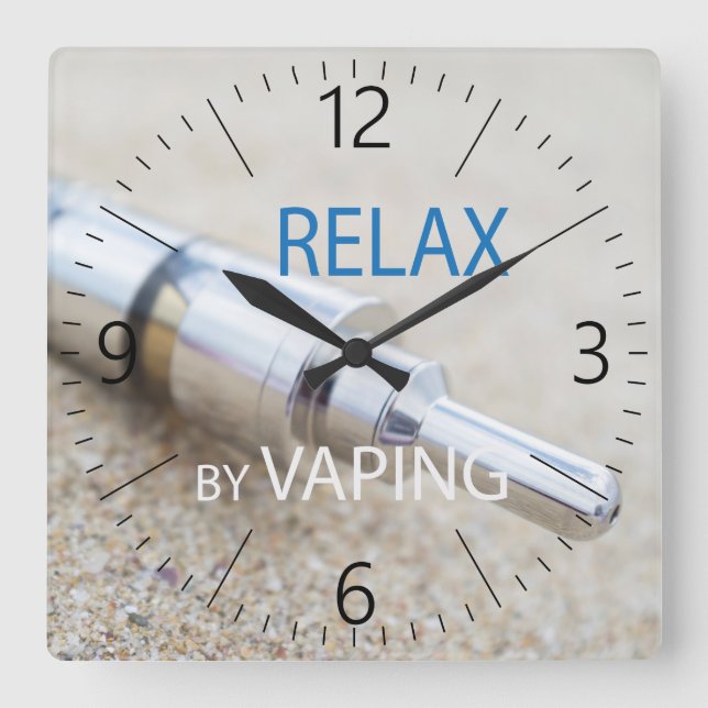 Entspannen Sie sich, indem Sie vaping Quadratische Wanduhr (Vorderseite)