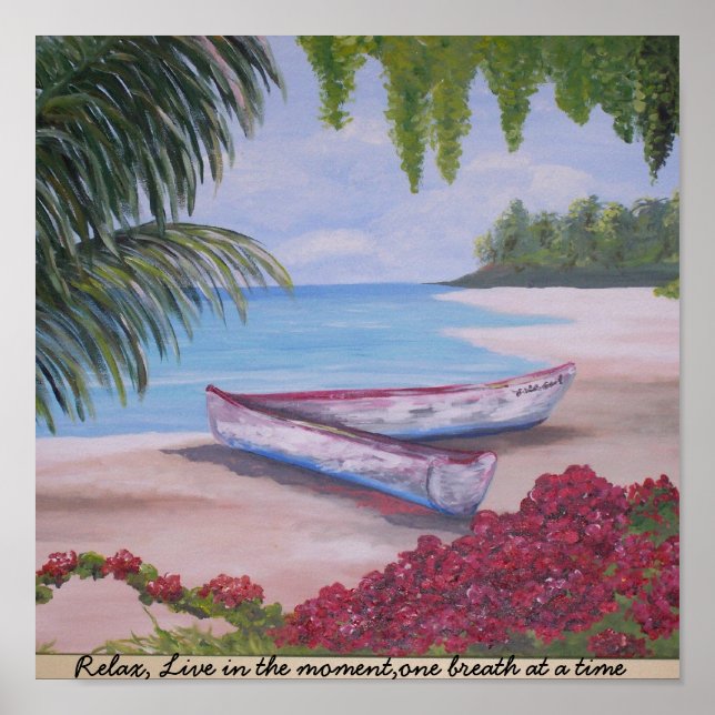 Entspannen Sie sich, leben Sie im Moment, ein Atem Poster (Vorne)