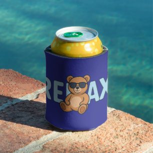 Entspannen Sie Teddy Bear mit Sonnenbrille Cartoon Dosenkühler