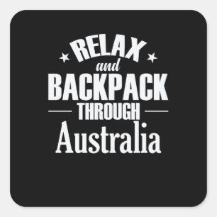 Entspannen und Rucksack durch Australien Quadratischer Aufkleber