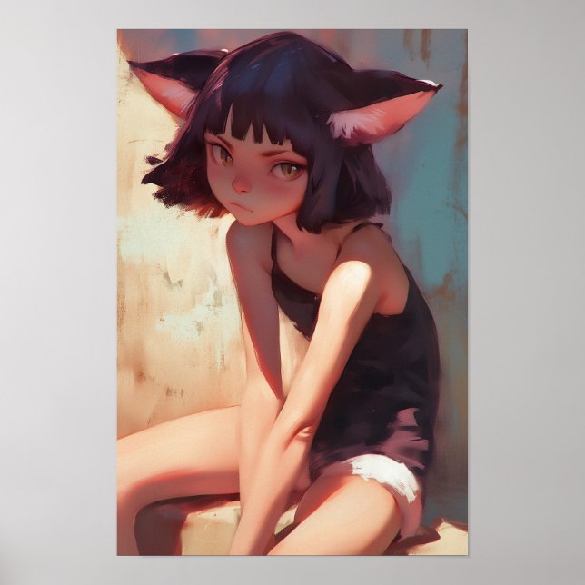 Entspannende Anthro-Katze Poster (Vorne)