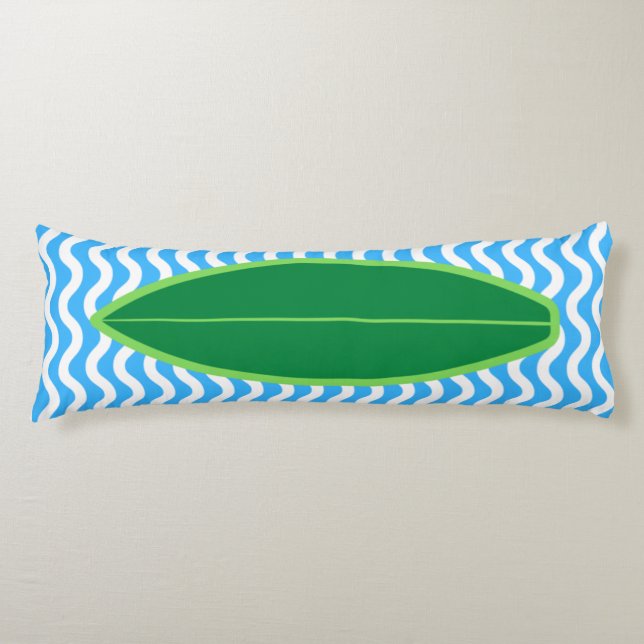 Entspannende dunkelgrüne blaue Waves Surfkissen Seitenschläferkissen (Vorderseite)