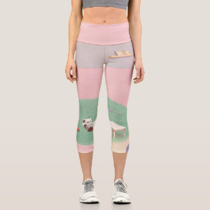 Entspannende Kätzchen im Wohnzimmer Capri Leggings