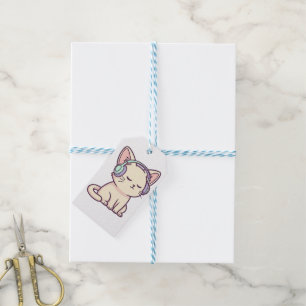 Entspannende Katze mit Kopfhörern Geschenkanhänger