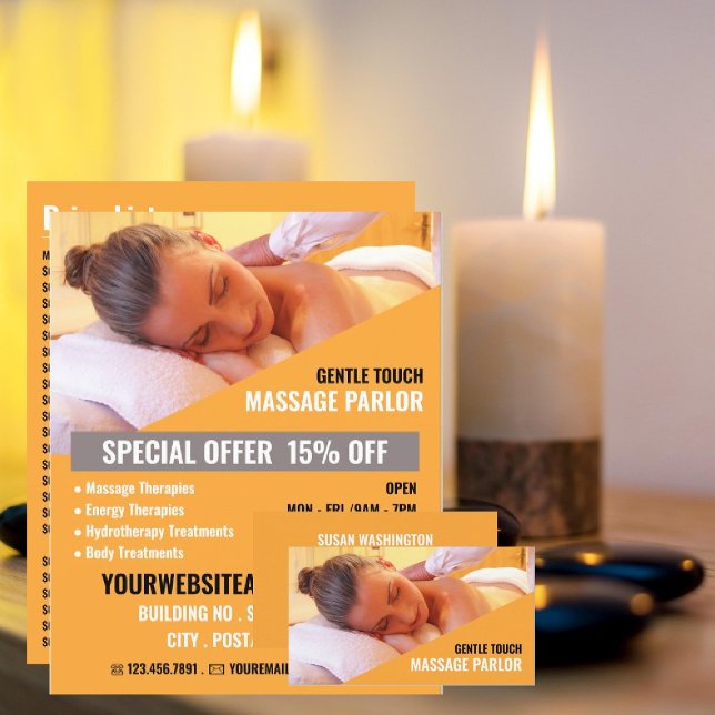 Entspannende Massage, Massagetherapie, Massageraum Flyer (Von Creator hochgeladen)