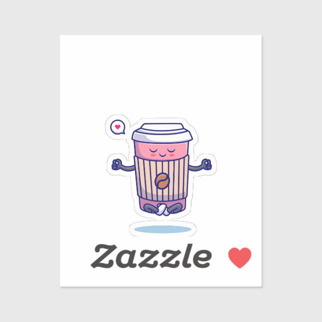 Entspannende Niedliche Kaffeepause in Meditation Aufkleber (Blatt)