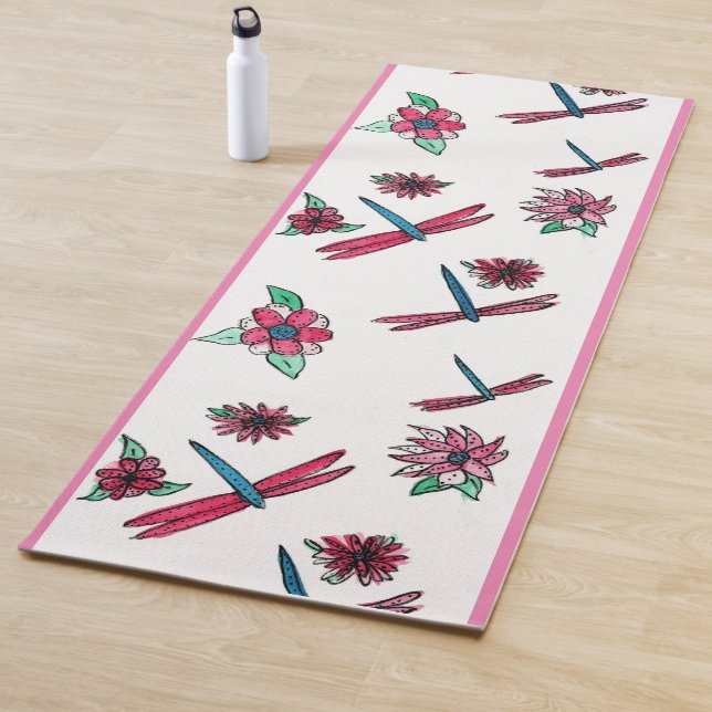 Entspannende Rosa Libellen Yoga Mat Yogamatte (Beispiel)