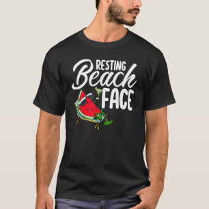 Entspannende Strand-Gesicht Wassermelone Frauen li T-Shirt