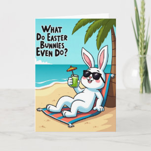 Entspannende Strandurlaub-Karte mit Kaninchen Karte