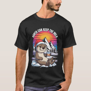 Entspannende Weihnachtsurlaub Katze mit Santa Hut T-Shirt