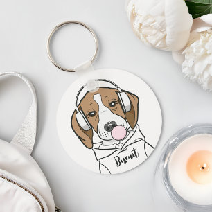Entspannender Beagle mit Kaugummi Süßer Lustiger H Schlüsselanhänger