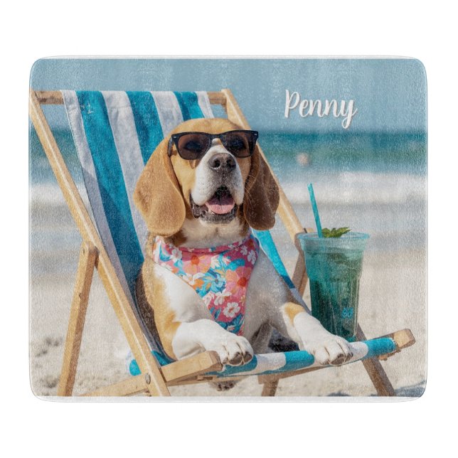 Entspannender Beagle Personalisiert Schneidebrett (Vorderseite)