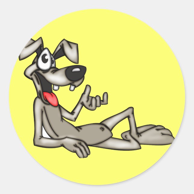 Entspannender Cartoon Dog Runder Aufkleber (Vorderseite)