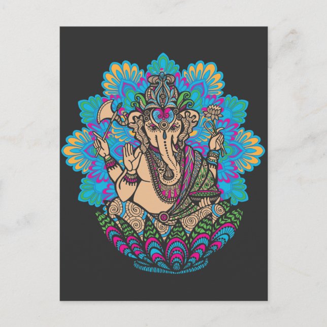Entspannender Elephant Meditation Blume Buddhismus Postkarte (Vorderseite)