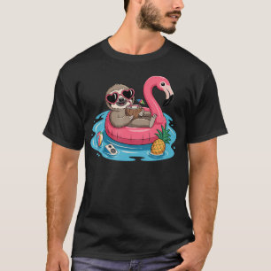 Entspannender Faultier Flamingo Schwimmkörper Koko T-Shirt