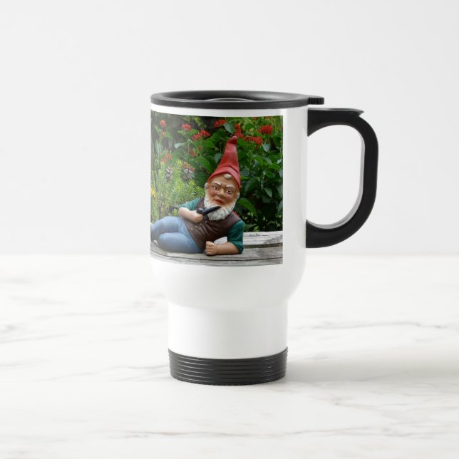 Entspannender Gnome mit Sankt-Kappe Reisebecher (Rechts)