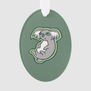 Entspannender Lächeln-grauer Koala-grüner Ornament