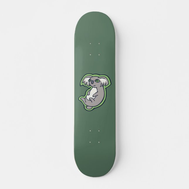 Entspannender Lächeln-grauer Koala-grüner Skateboard (Vorne)