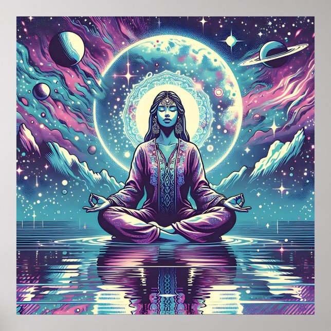 Entspannender Meditationsraum und Reflektion Poster (Vorne)