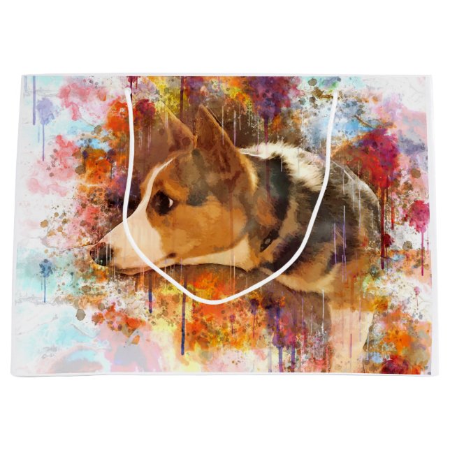 Entspannender Pembroke-WaliserCorgi Große Geschenktüte (Vorderseite)