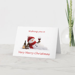 Entspannender Schneemann mit Wein Weihnachten