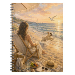 Entspannender Strandtag Hund Aquarell Kunst Notizblock