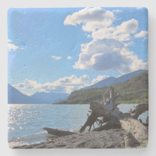 Entspannender Tag Driftwood Beach Lake Kenai, Alas Steinuntersetzer