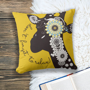 Entspannendes Gelbes Funky Lustiges Giraffe Kissen