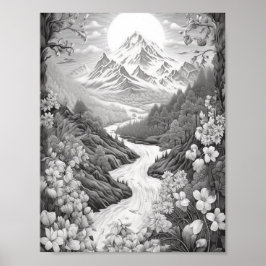 Entspannendes Landschaftsfarbenpflaster Poster