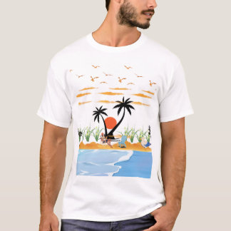 Entspannendes Sommerparadies-Design T-Shirt