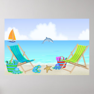 Entspannendes Strand-Plakat/Druck Poster