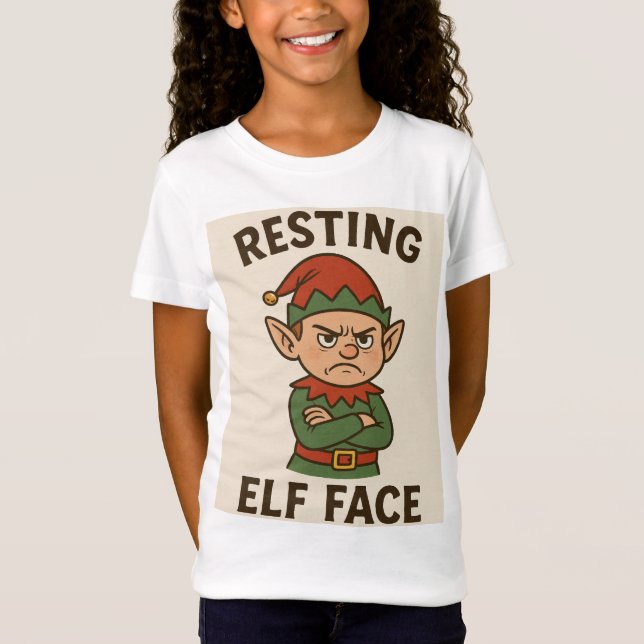 Entspannte Elfenmiene – Grumpy Holiday Stimmung T-Shirt (Vorderseite)