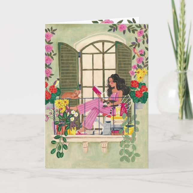 Entspannte Geburtstagsfrau Karte (Vorderseite)