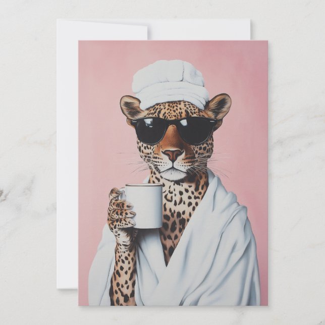 Entspannte Leopard Morning Vibes Einladung (Vorderseite)