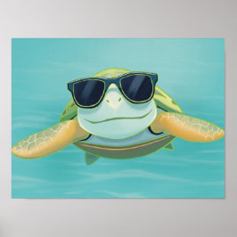 Entspannte Meeresschildkröte mit Sonnenbrille – Un Poster