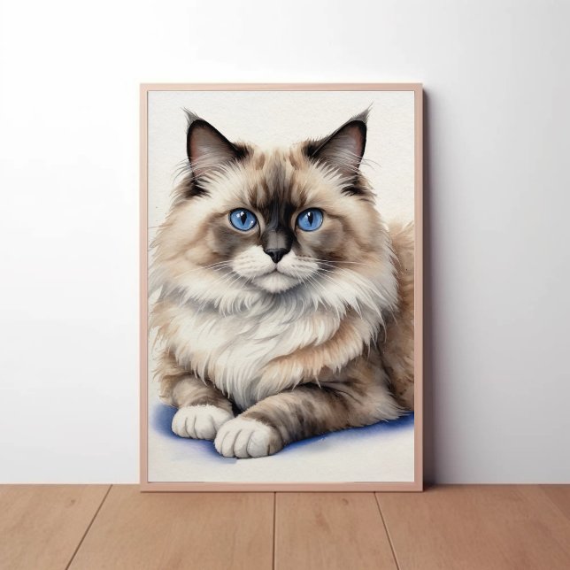Entspannte Ragdoll Katze Illustration Gemütliches  Poster (Von Creator hochgeladen)