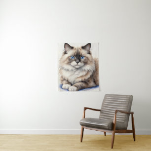 Entspannte Ragdoll Katze Illustration Gemütliches Wandteppich