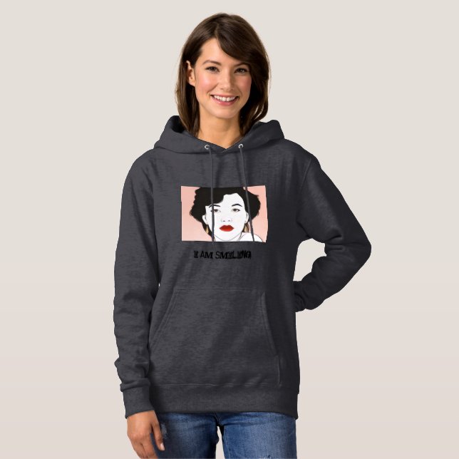 Entspannte Strandmiene  Hoodie (Vorne ganz)
