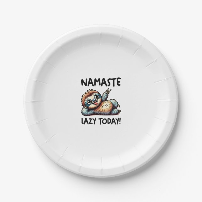 Entspannter Faultier Namaste Lazy Vibes Pappteller (Vorderseite)