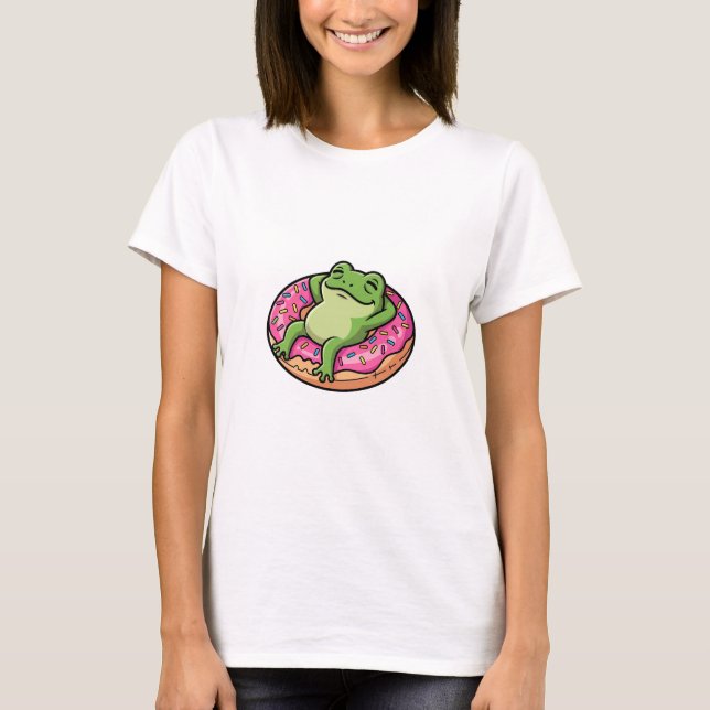 Entspannter Frosch-Donut T-Shirt (Vorderseite)