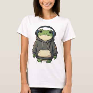 Entspannter Frosch Kopfhörer Ästhetik-Shirt T-Shirt
